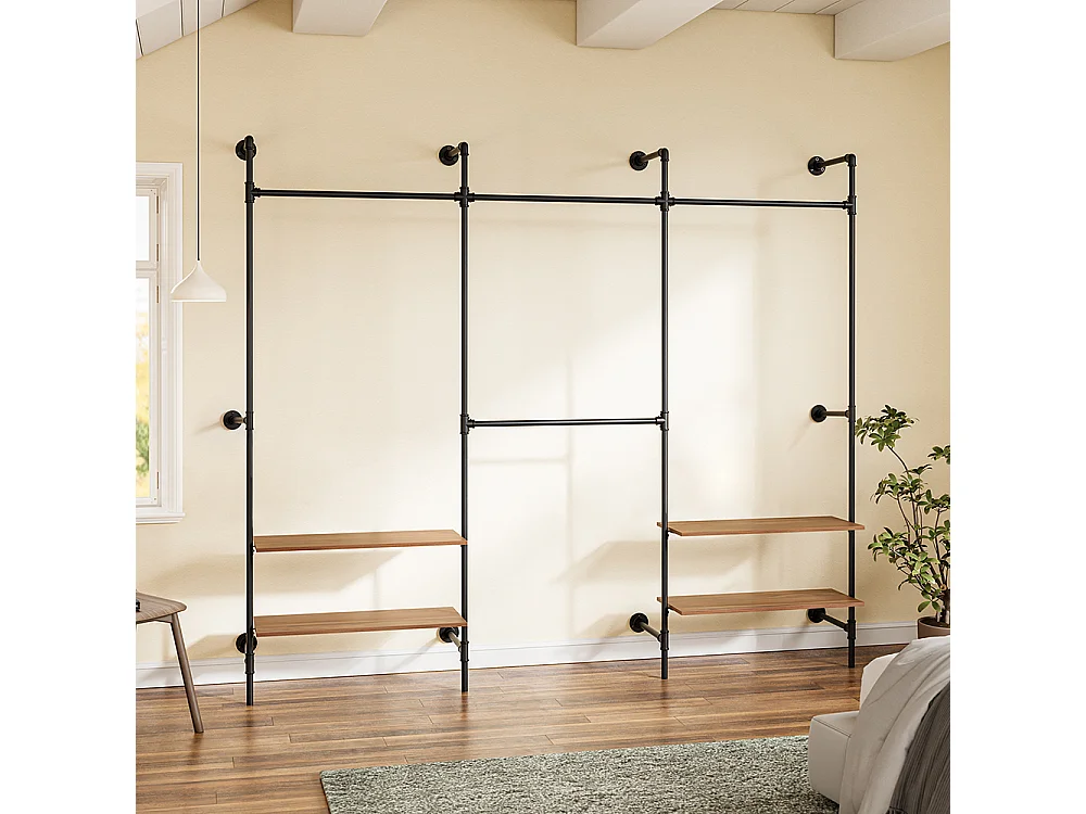SoBuy Portemanteau mural Rangement Noir Bois 265x48x220cm KLS19-SCH