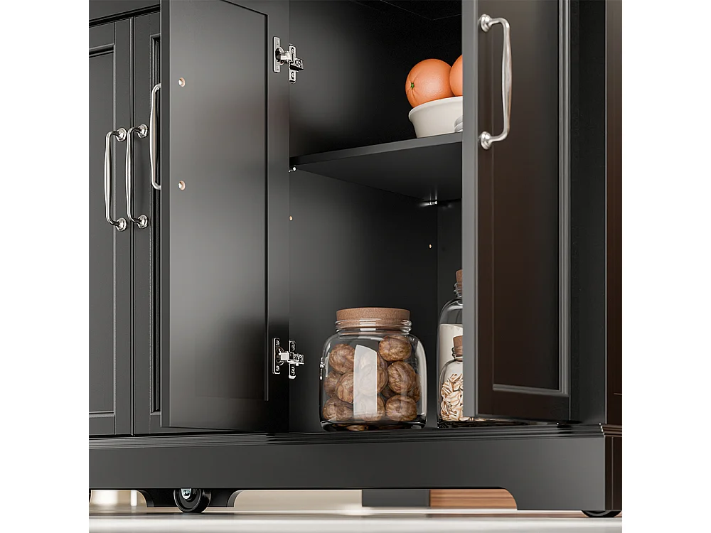 SoBuy Carro de Cozinha com 2 Gavetas e 4 Portas Preto 115x71x93cm FKW71-III-SCH