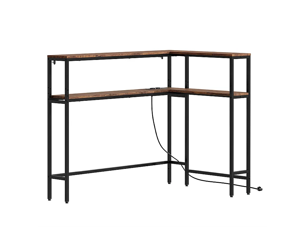 SoBuy Console d'angle avec prise électrique Marron 120x80x101cm FSB105-E-N