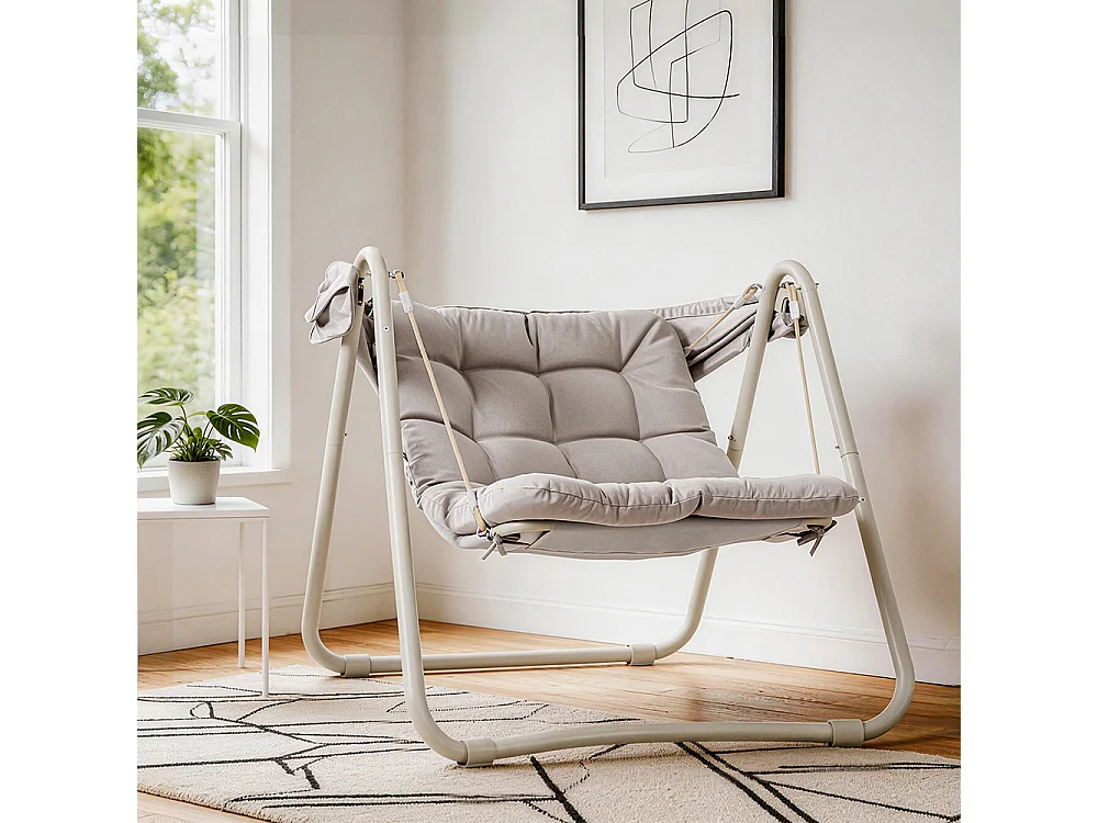 SoBuy Gungstol trädgård med tak Grå 108x126x163cm OGS62-MI