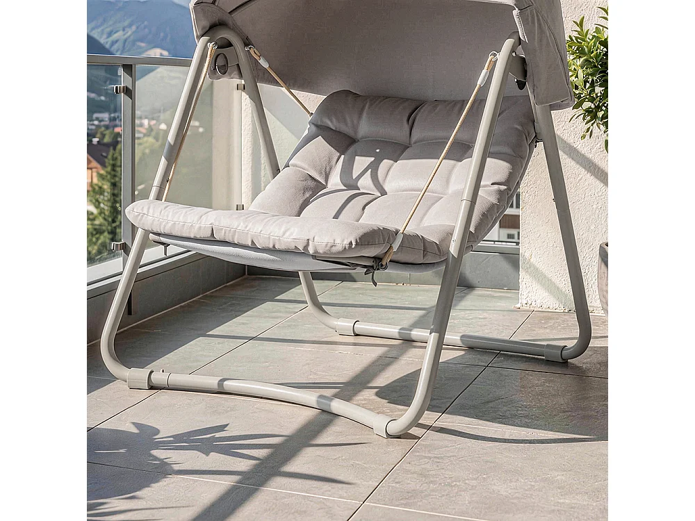 SoBuy Gungstol trädgård med tak Grå 108x126x163cm OGS62-MI