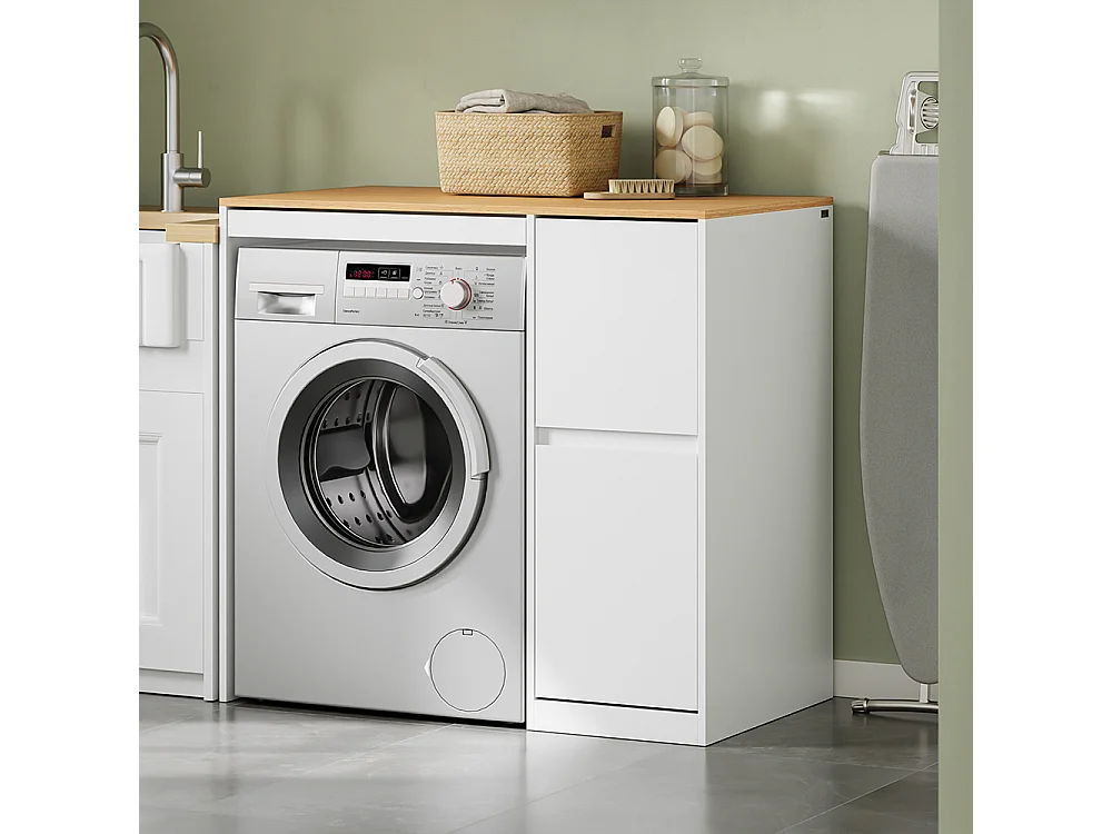 SoBuy Armario para lavadora con 2 cajones Color Blanco 100x60x95cm BZR223-WN