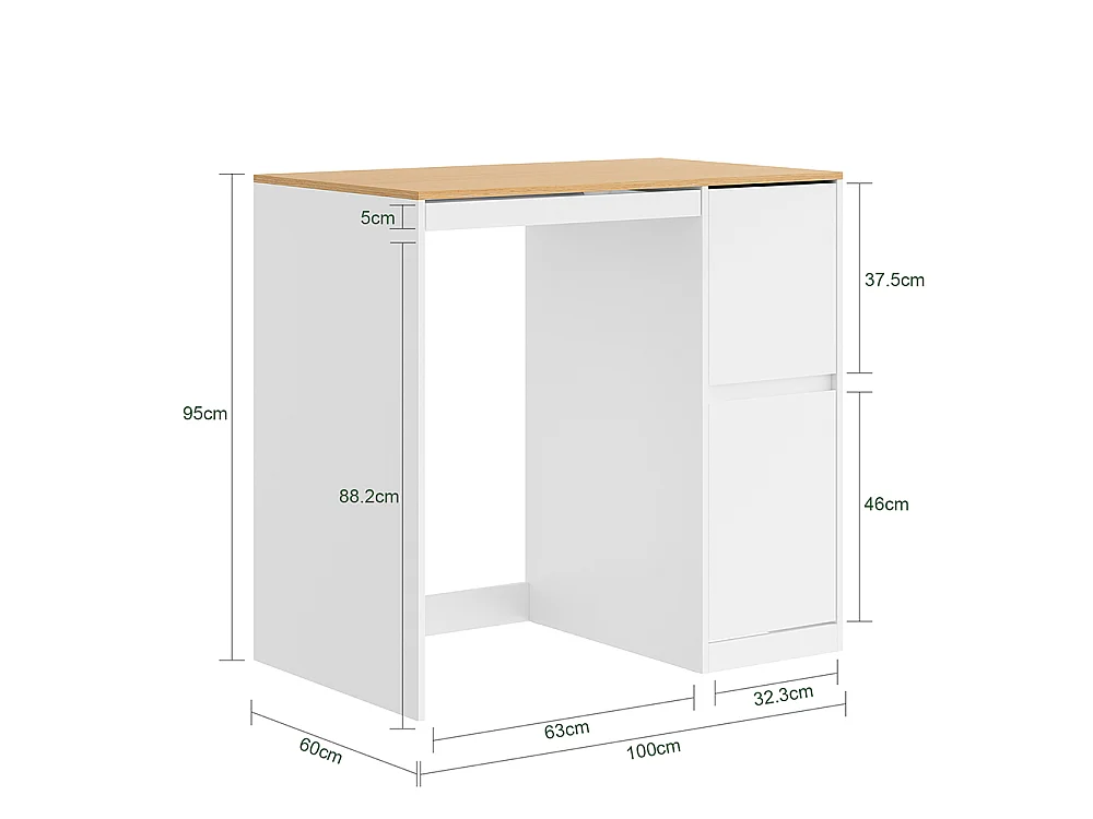SoBuy Armario para lavadora con 2 cajones Color Blanco 100x60x95cm BZR223-WN