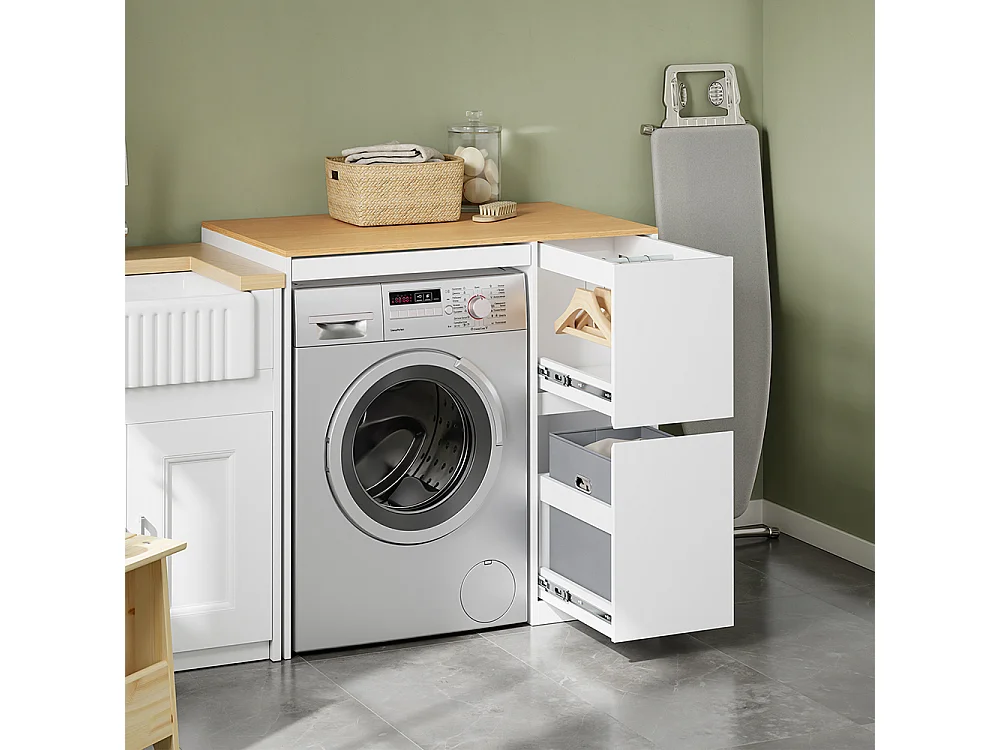 SoBuy Armario para lavadora con 2 cajones Color Blanco 100x60x95cm BZR223-WN