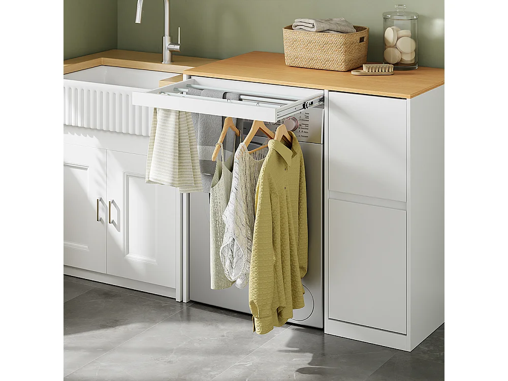 SoBuy Armario para lavadora con 2 cajones Color Blanco 100x60x95cm BZR223-WN