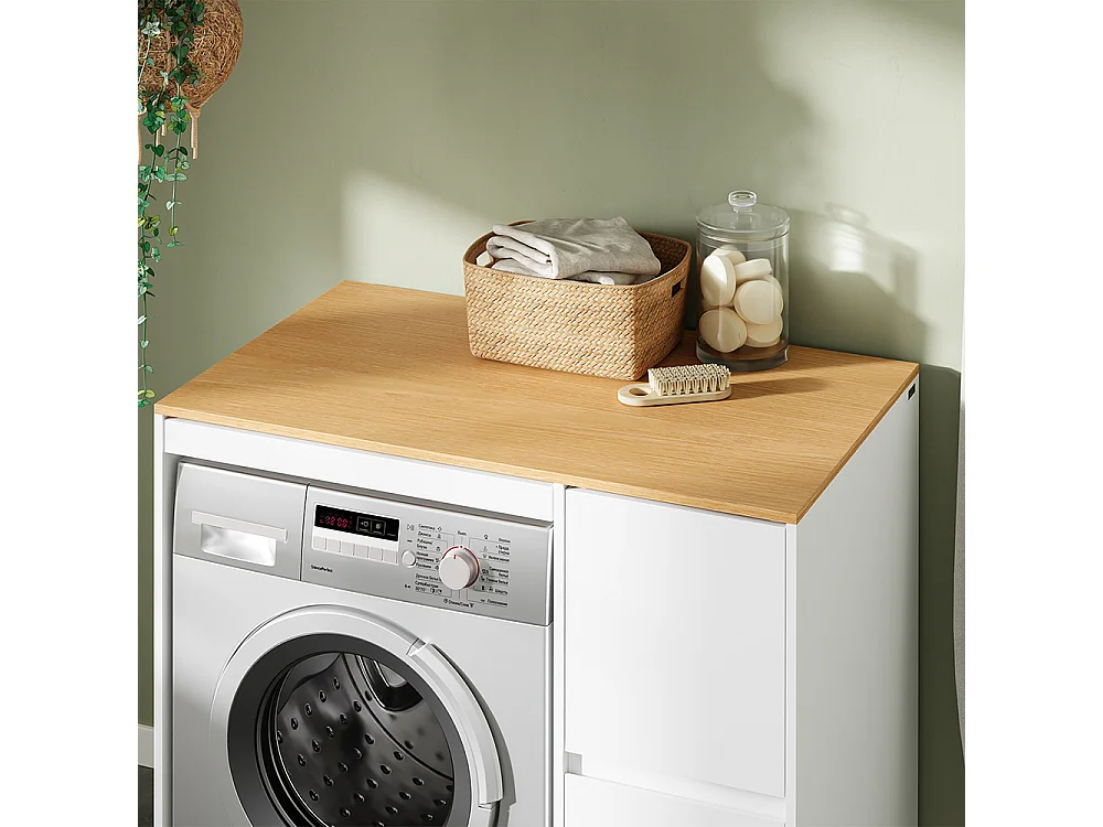 SoBuy Armario para lavadora con 2 cajones Color Blanco 100x60x95cm BZR223-WN