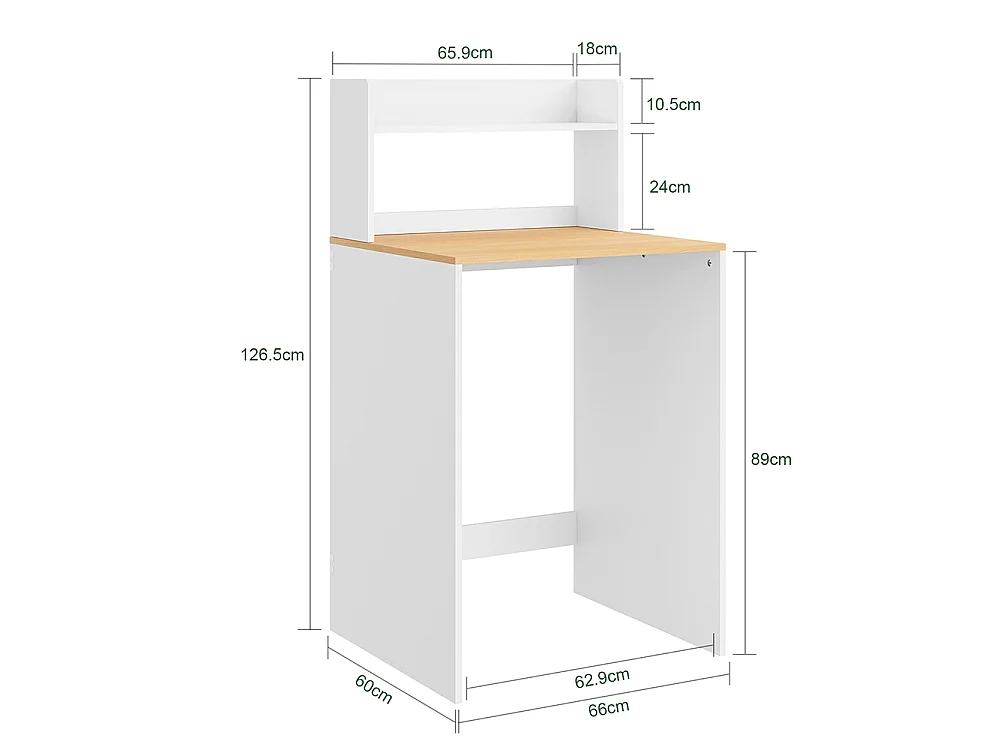 SoBuy Wäscheschrank mit Arbeitsplatte und Regal Weiß 65x60x126cm BZR224-WN