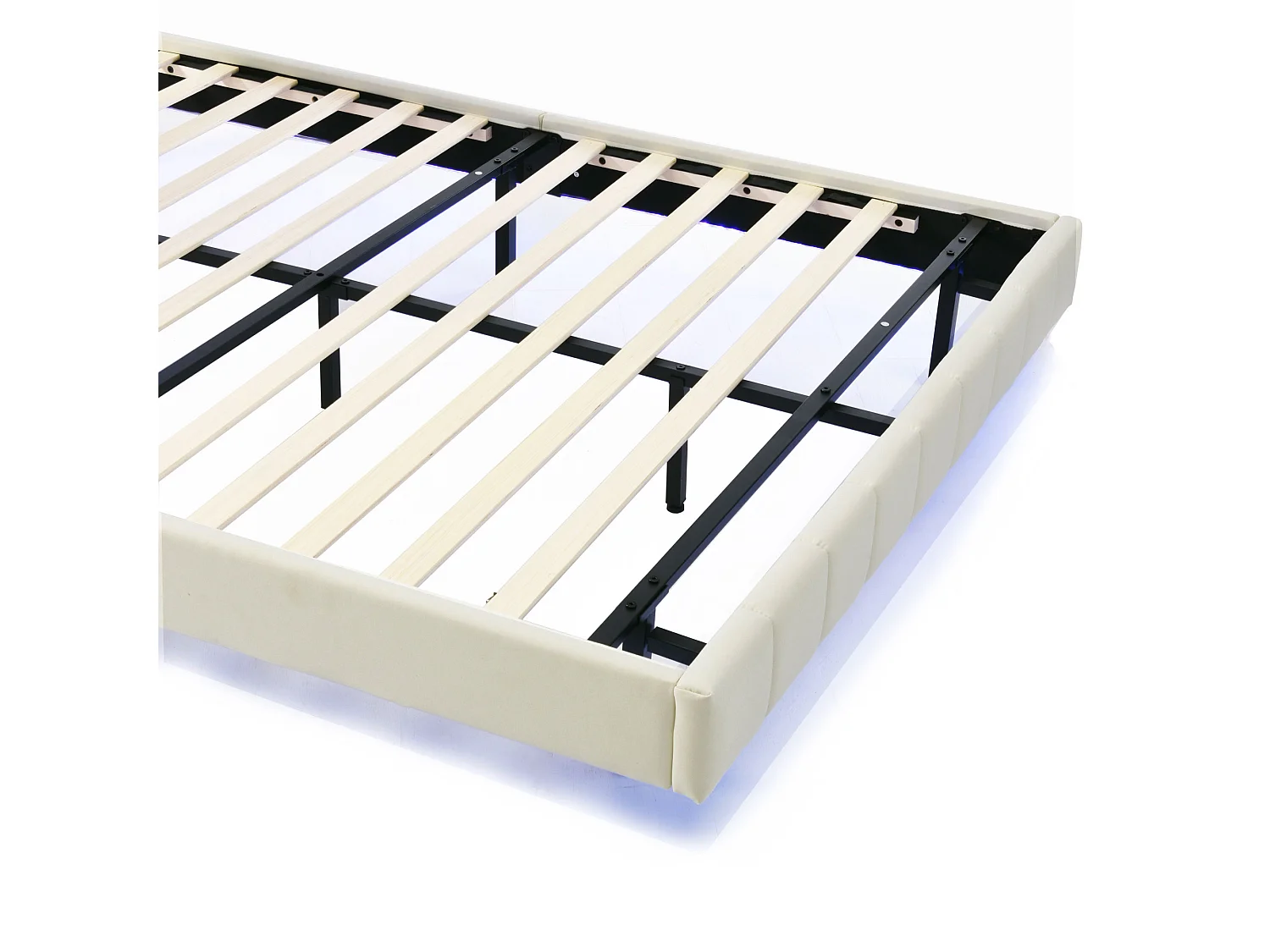 Lit rembourré 140x200 cm, Cadre de lit Adulte Moderne avec tête de lit éclairée par LED, lit Double avec  sommier à Lattes, lin, Beige