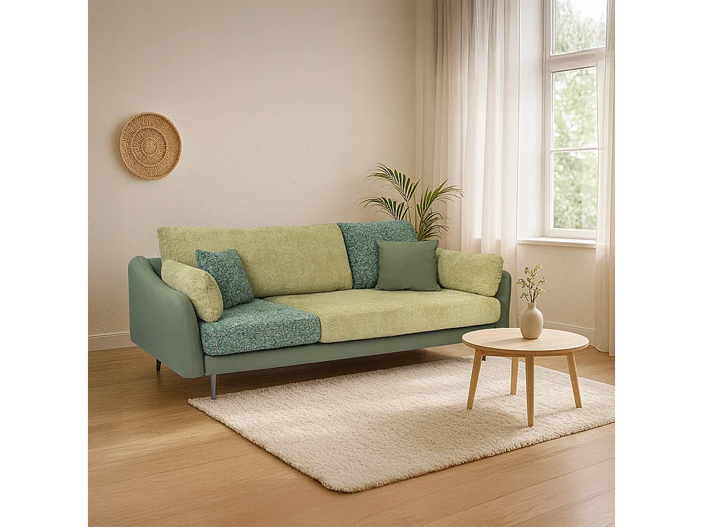 Canapé TRIO, vert (Olifante 9 Corail 25 Miscanto 75)