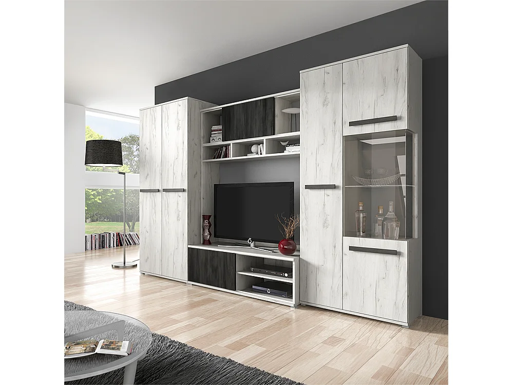 Wohnwand VIVA 280 cm, Craft Eiche Weiß