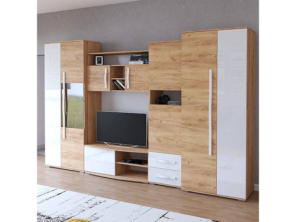 Wohnwand LAURA 320 cm, Craft Eiche Gold