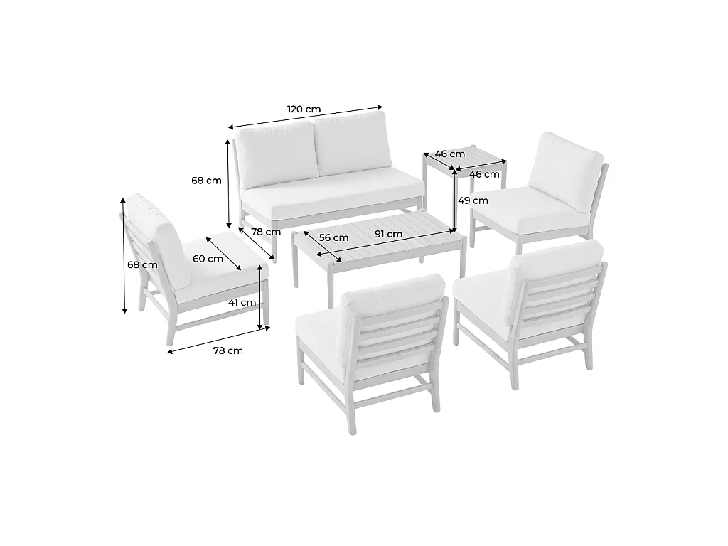 Salon de jardin bois d'acacia naturel 6 places beige - Lunari