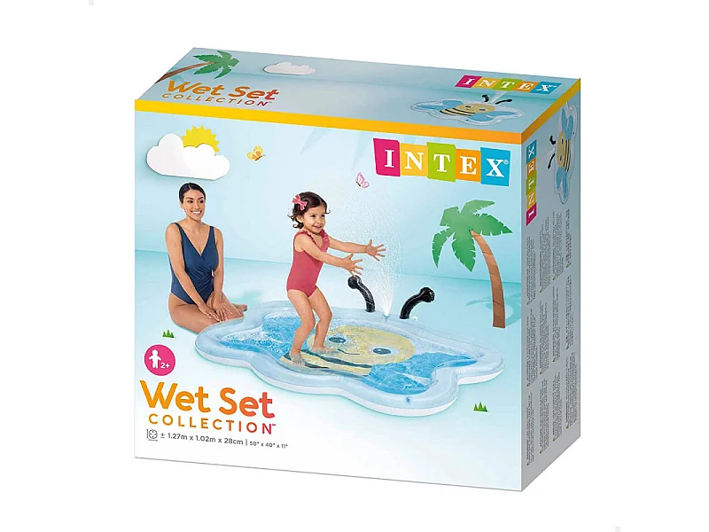 Intex Aufblasbares Bienenpool mit integriertem Springbrunnen - Blau & Gelb, 59L Kapazität, Ab 2 Jahren, PVC-Material