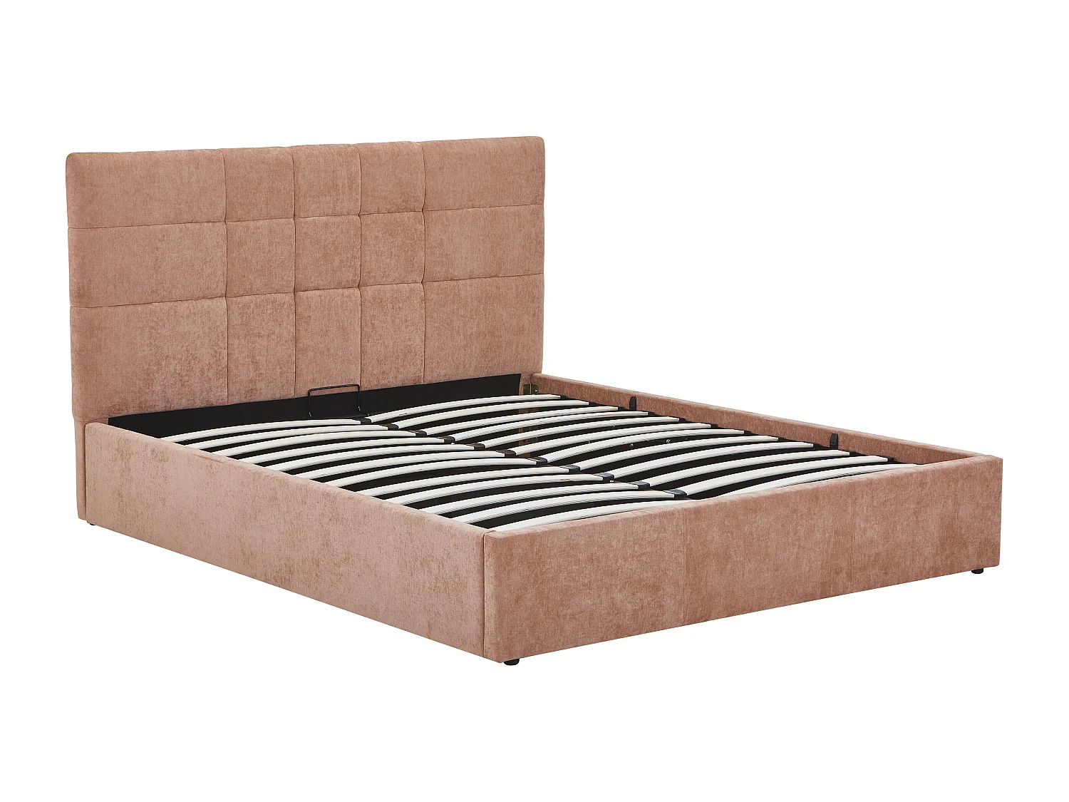 Lit coffre 160 × 200 cm – Tissu – Terracotta + Matelas – HOPEYA