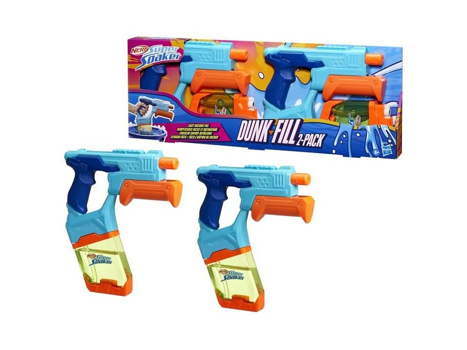 2 pistolets à eau, réservoirs à remplissage facile Super Soaker
