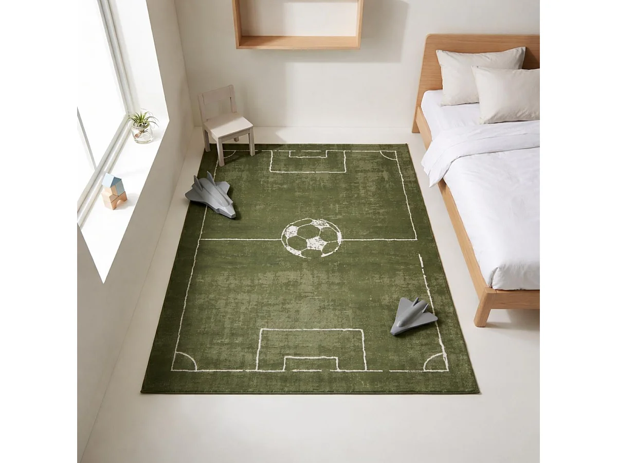 Tapis 60 x 110 cm LYN1 FOOT, motif terrain de football, vert, ludique et sportif