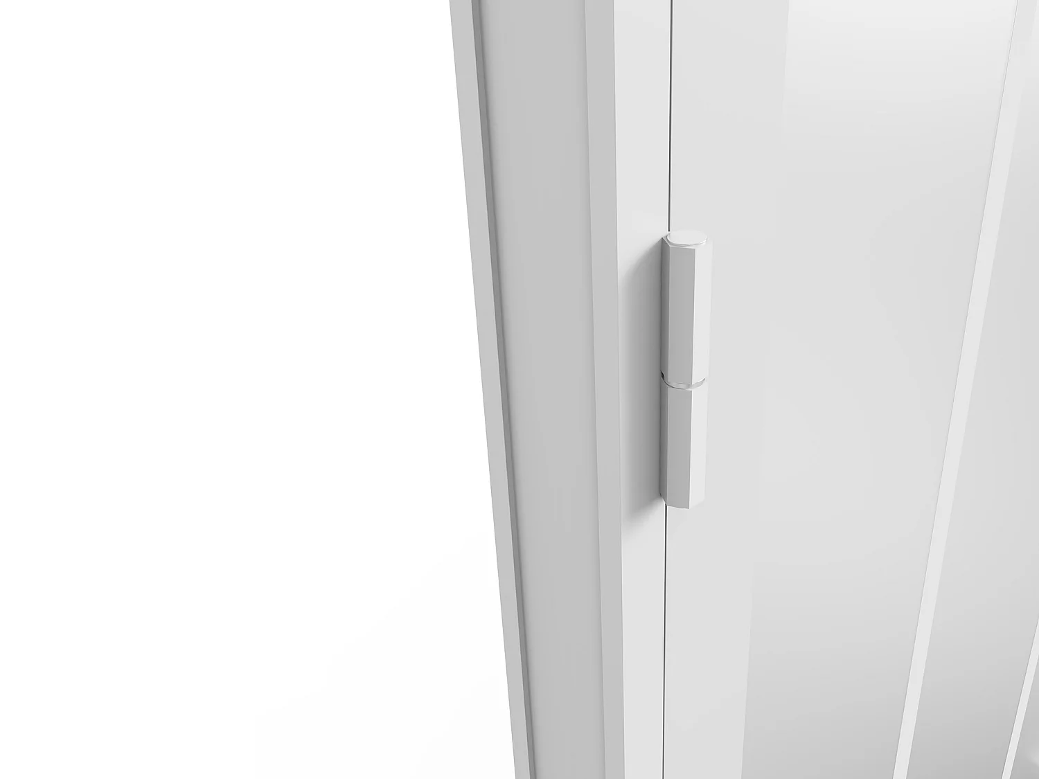 Bloc porte réversible à deux battants en aluminium et verre trempé dépoli style atelier - 2 x H204 x L93 cm - Blanc - ERMELO