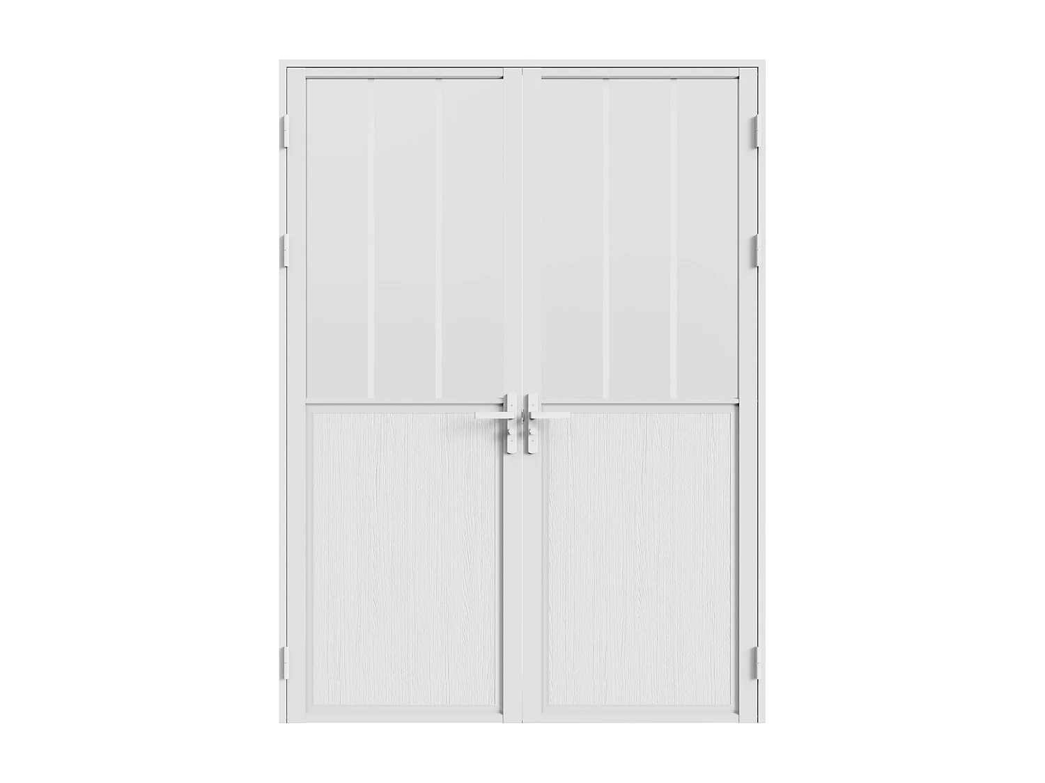 Bloc porte réversible à deux battants en aluminium et verre trempé dépoli style atelier - 2 x H204 x L93 cm - Blanc - ERMELO