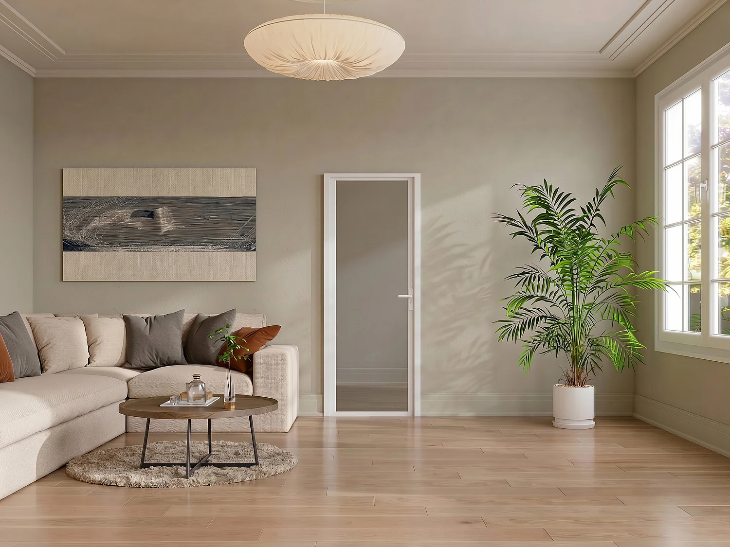 Bloc porte réversible en aluminium et verre trempé fumé - H204 x L73 cm - Blanc - LOXTON