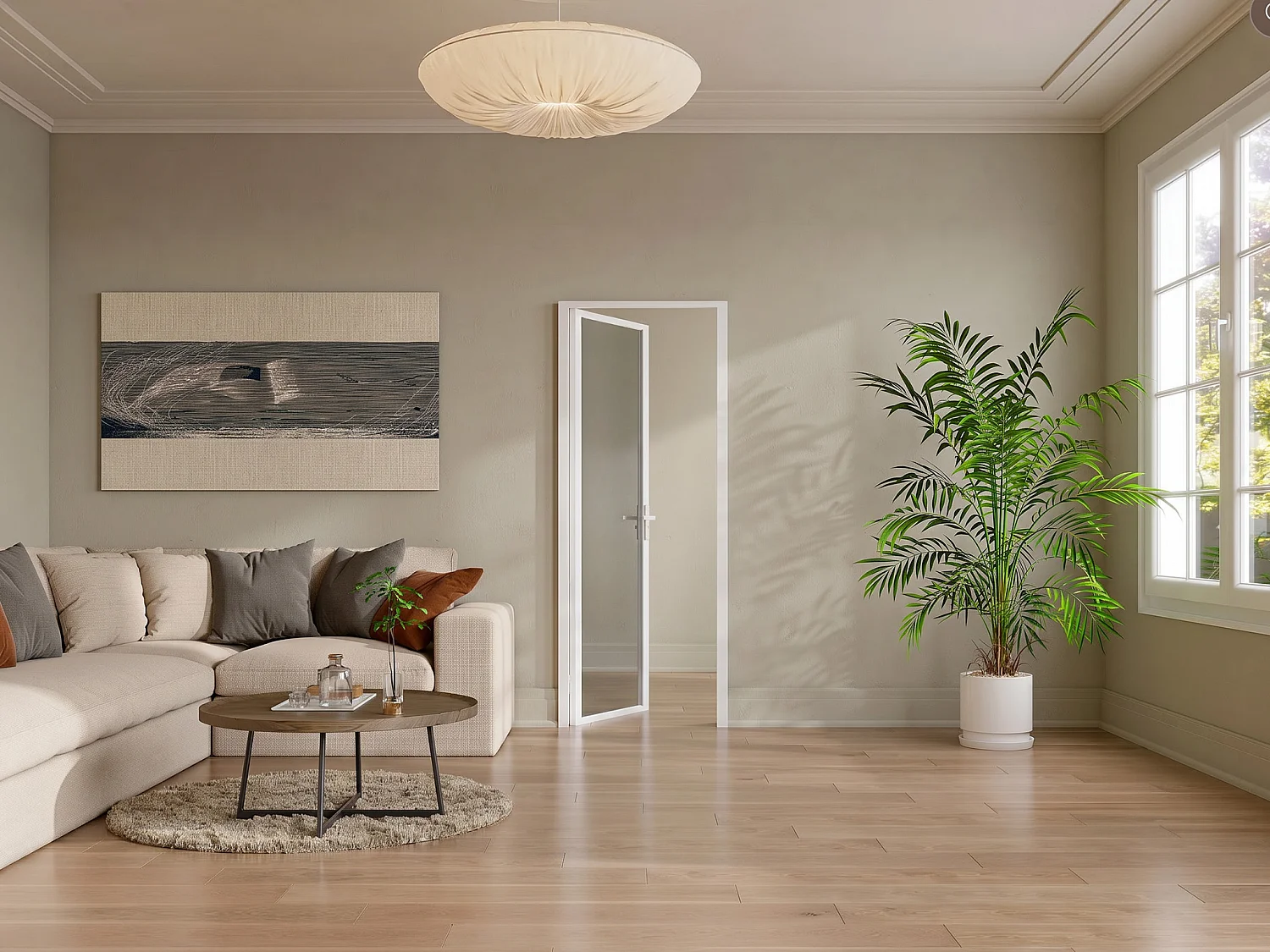 Bloc porte réversible en aluminium et verre trempé fumé - H204 x L73 cm - Blanc - LOXTON