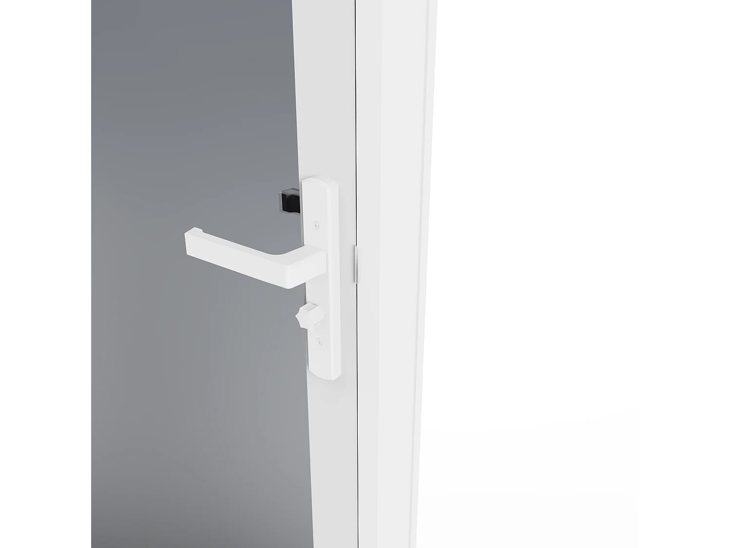 Bloc porte réversible en aluminium et verre trempé fumé - H204 x L73 cm - Blanc - LOXTON
