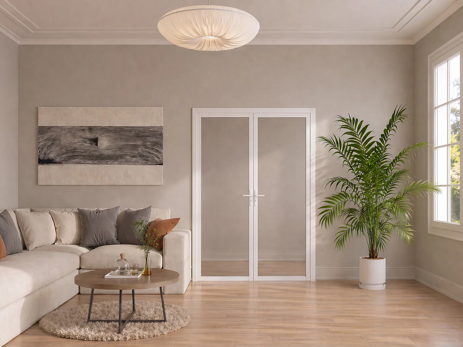 Bloc porte réversible à deux battants en aluminium et verre trempé fumé - 2 x H204 x L73 cm - Blanc - LOXTON