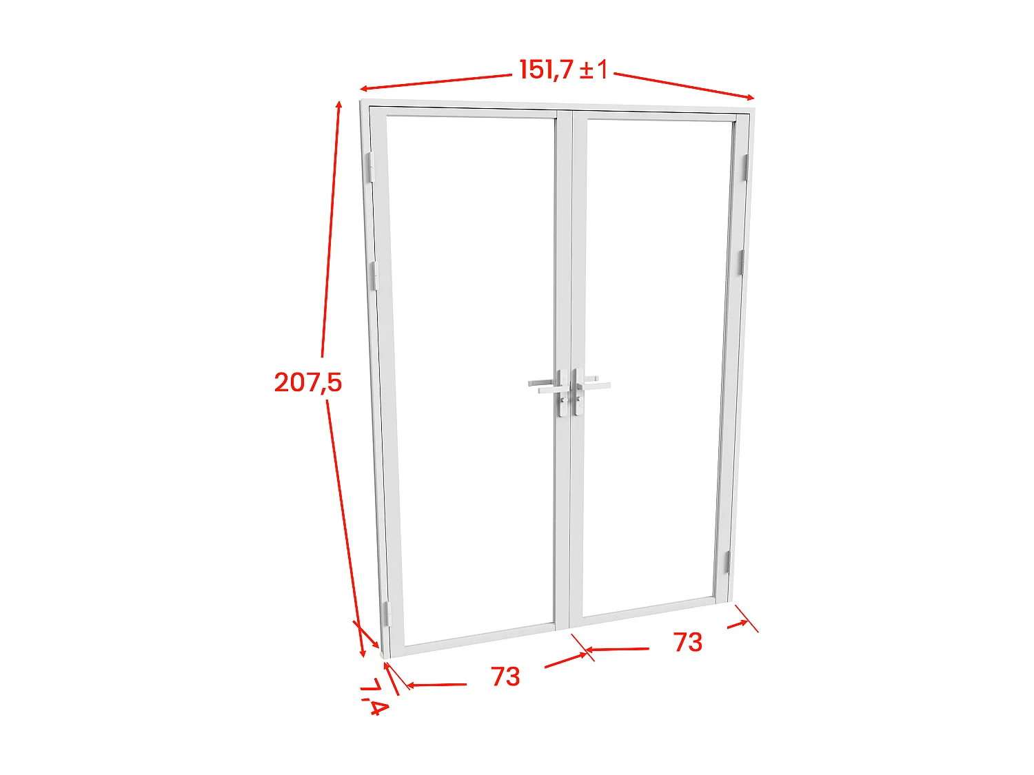 Bloc porte réversible à deux battants en aluminium et verre trempé fumé - 2 x H204 x L73 cm - Blanc - LOXTON