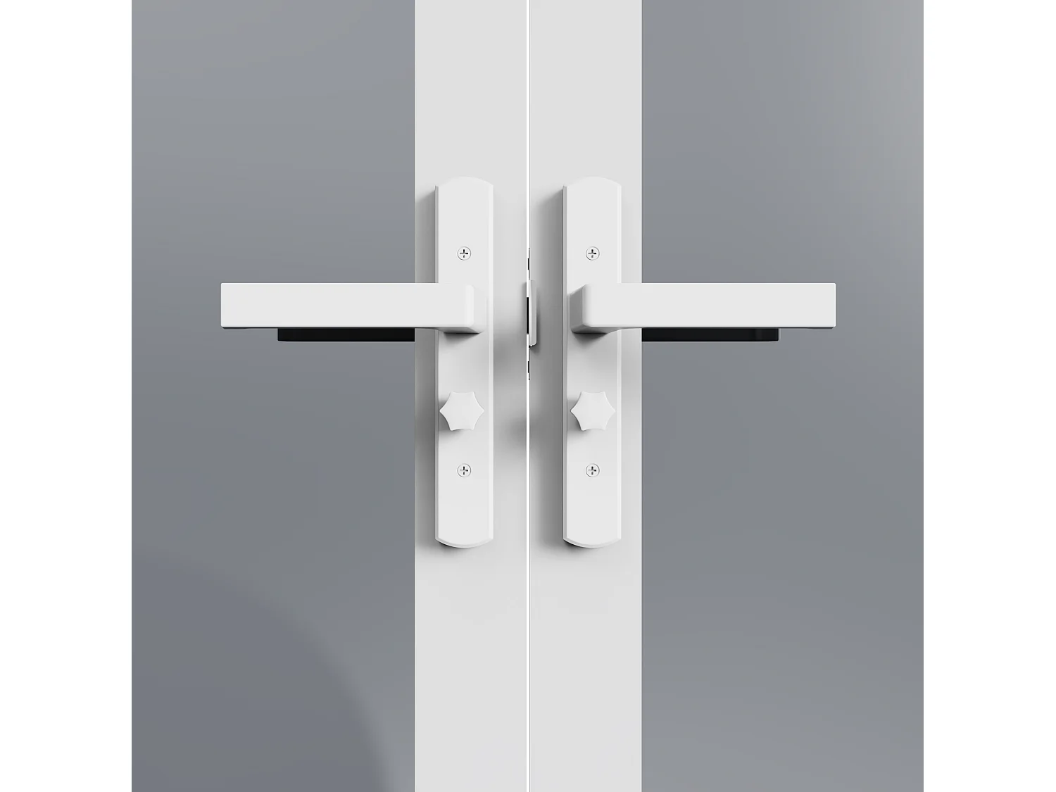 Bloc porte réversible à deux battants en aluminium et verre trempé fumé - 2 x H204 x L73 cm - Blanc - LOXTON