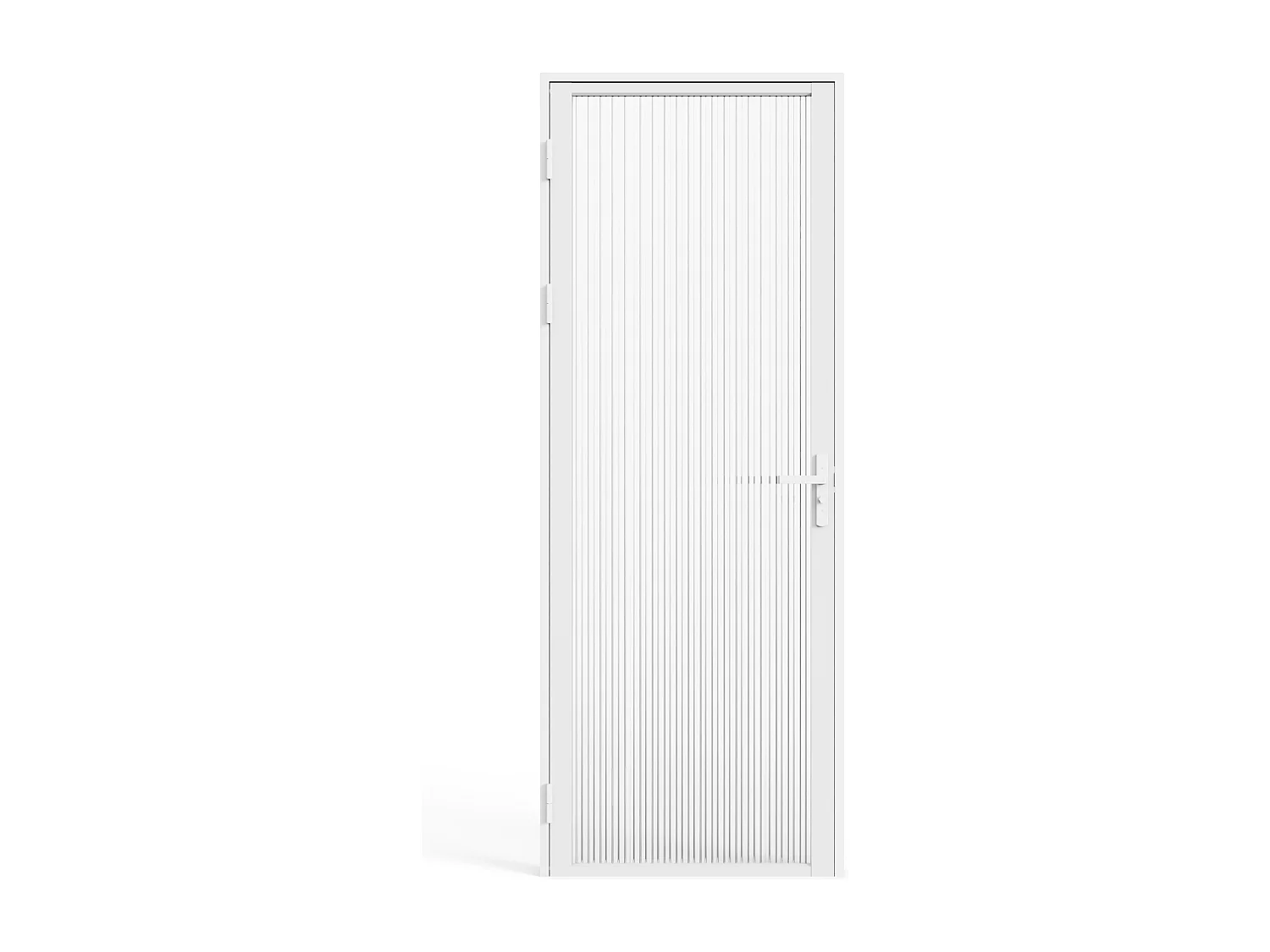 Bloc porte réversible en aluminium et verre trempé texturé - H204 x L73 cm - Blanc - LOXTON