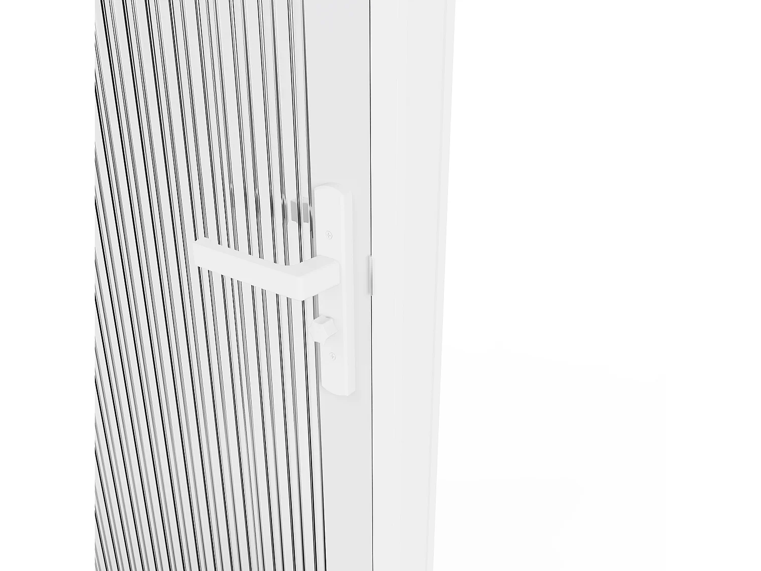 Bloc porte réversible en aluminium et verre trempé texturé - H204 x L73 cm - Blanc - LOXTON