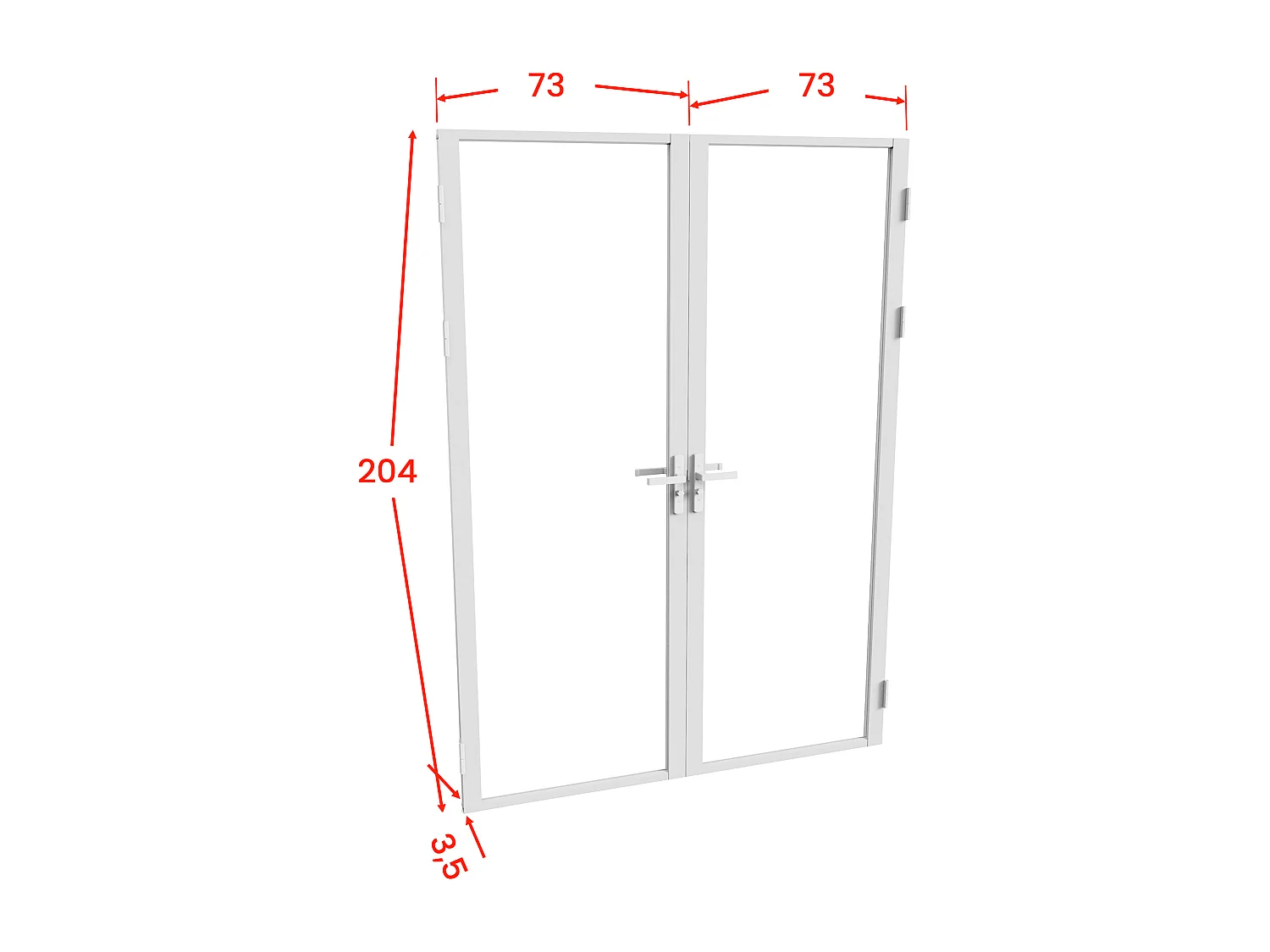Bloc porte réversible à deux battants en aluminium et verre trempé texturé - 2 x H204 x L73 cm - Blanc - LOXTON