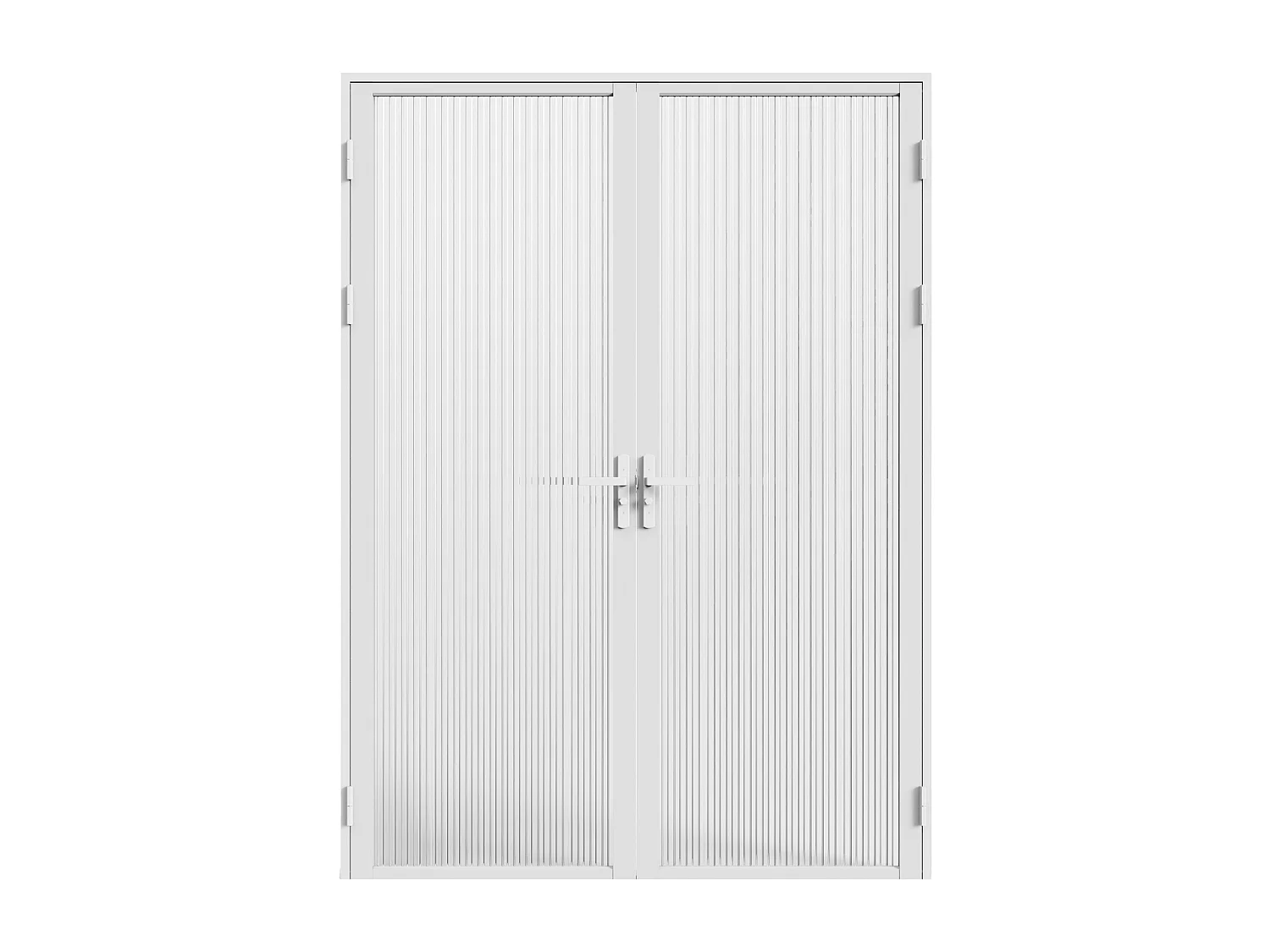Reversible Innentür mit zwei Flügeln aus Aluminium und Strukturiert Sicherheitsglas - 2 x H204 x B73 cm - Weiß LOXTON
