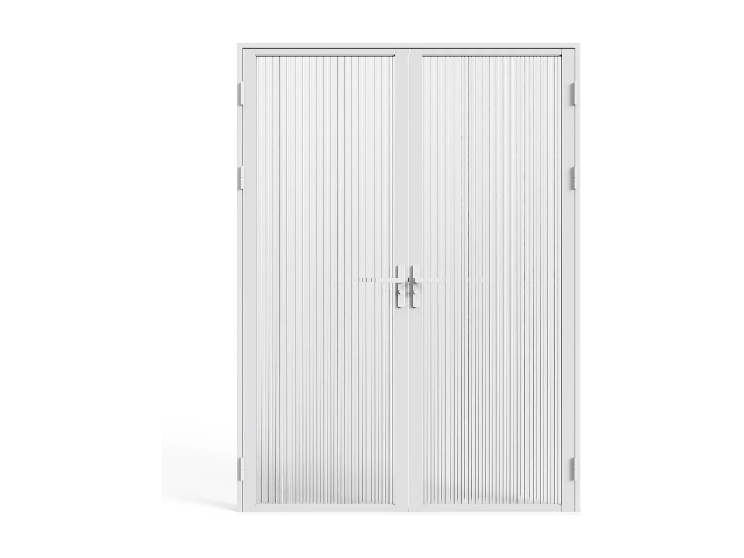 Bloc porte réversible à deux battants en aluminium et verre trempé texturé - 2 x H204 x L73 cm - Blanc - LOXTON