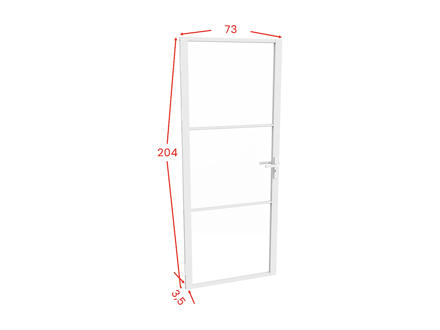 Bloc porte réversible en aluminium et verre trempé fumé - H204 x L73 cm - Blanc - MASERU