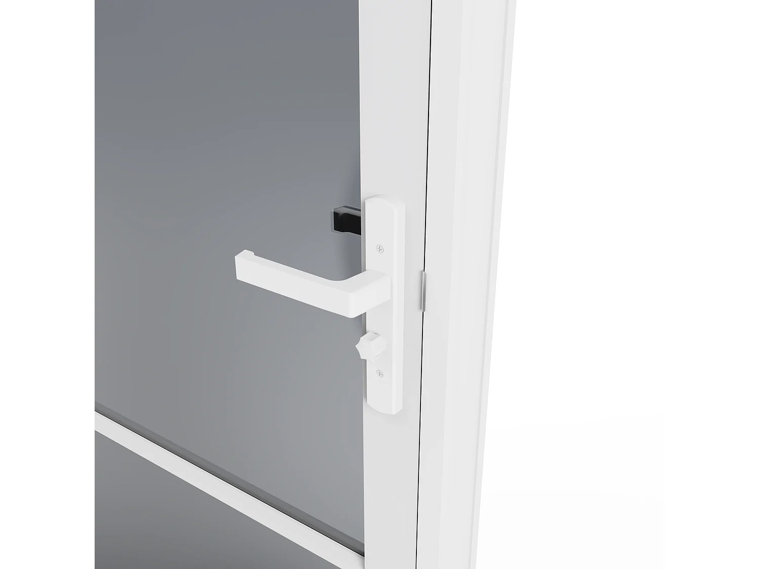 Bloc porte réversible en aluminium et verre trempé fumé - H204 x L73 cm - Blanc - MASERU