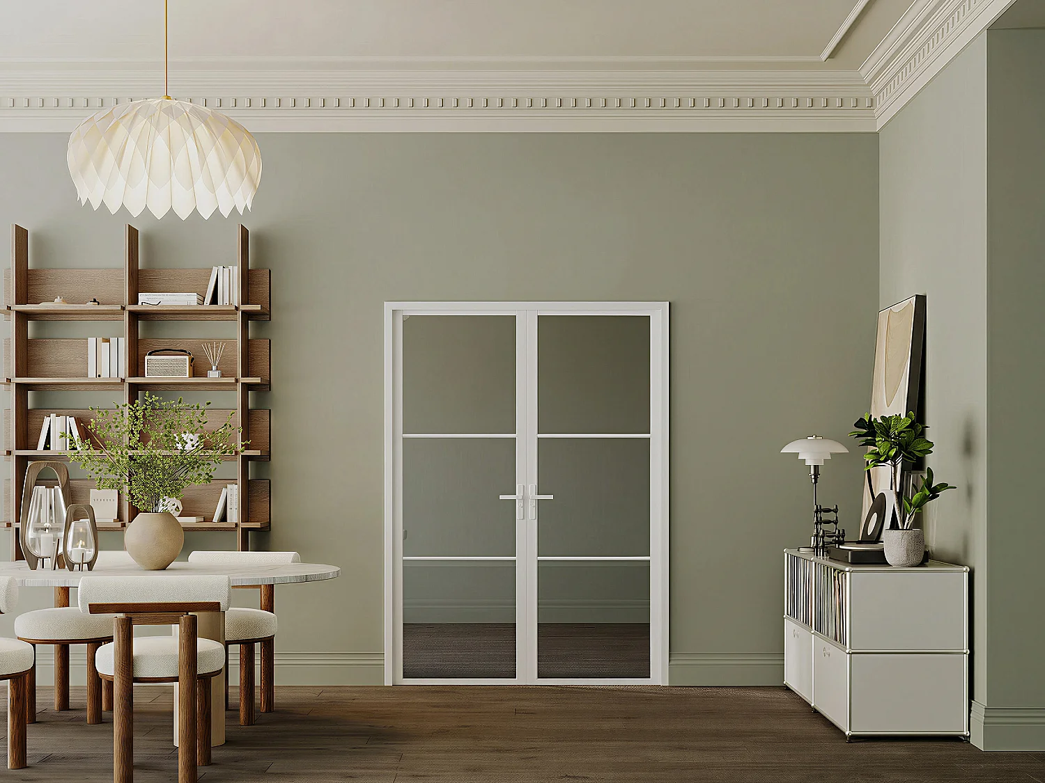 Bloc porte réversible à deux battants en aluminium et verre trempé fumé - 2 x H204 x L73 cm - Blanc - MASERU