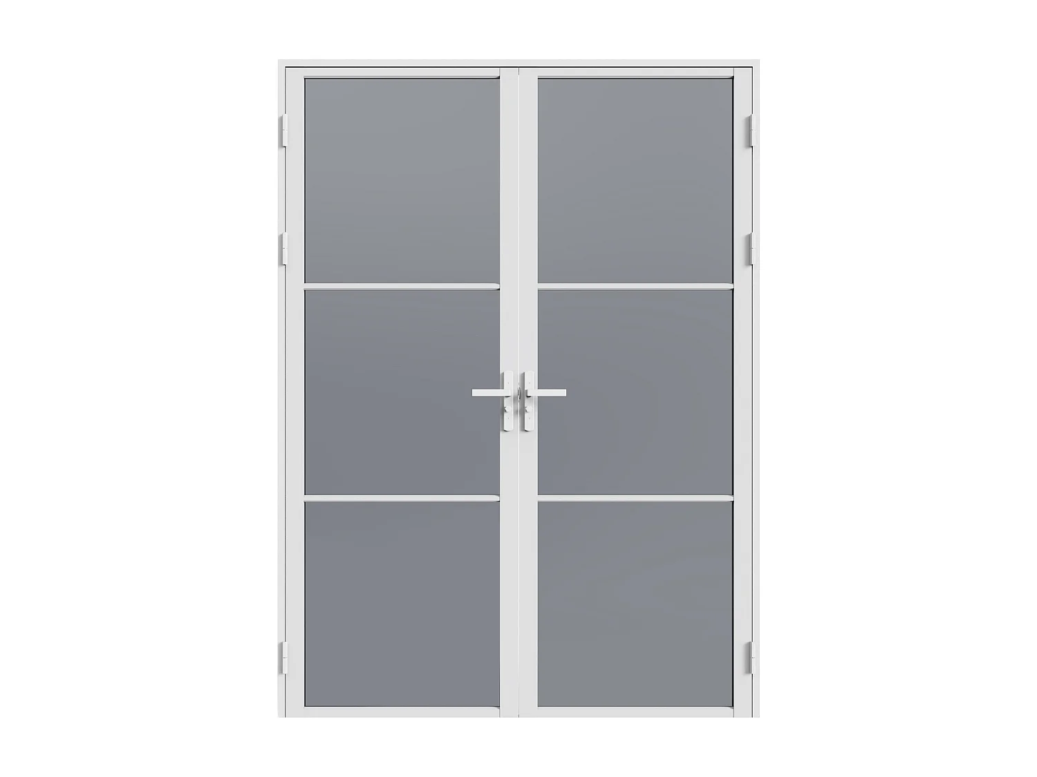 Tür-Komplettsets mit zwei Flügeln aus Aluminium und rauchigem Sicherheitsglas, reversibel - 2 x H204 x B73 cm - Weiß MASERU
