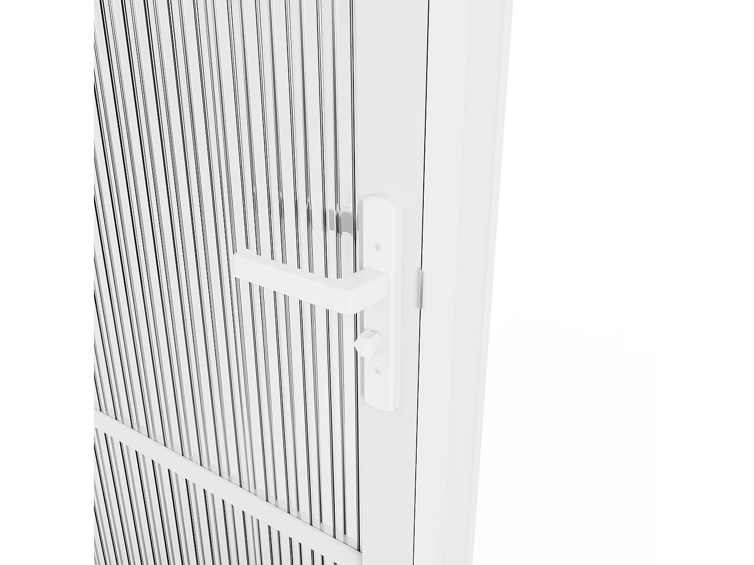 Bloc porte réversible en aluminium et verre trempé texturé - H204 x L73 cm - Blanc - MASERU