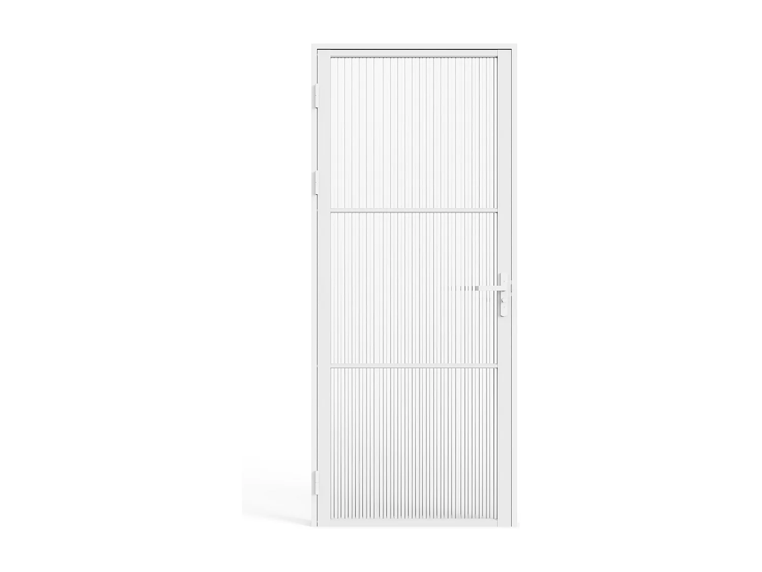 Bloc porte réversible en aluminium et verre trempé texturé - H204 x L73 cm - Blanc - MASERU