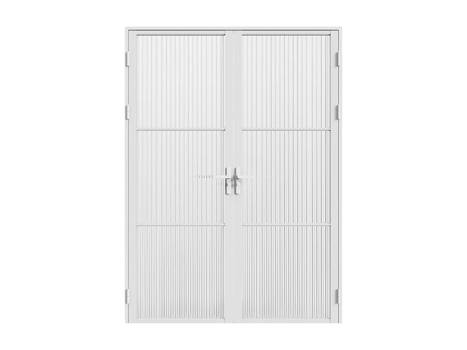 Reversible Innentür mit zwei Flügeln aus Aluminium und Strukturiert Sicherheitsglas - 2 x H204 x B73 cm - Weiß MASERU
