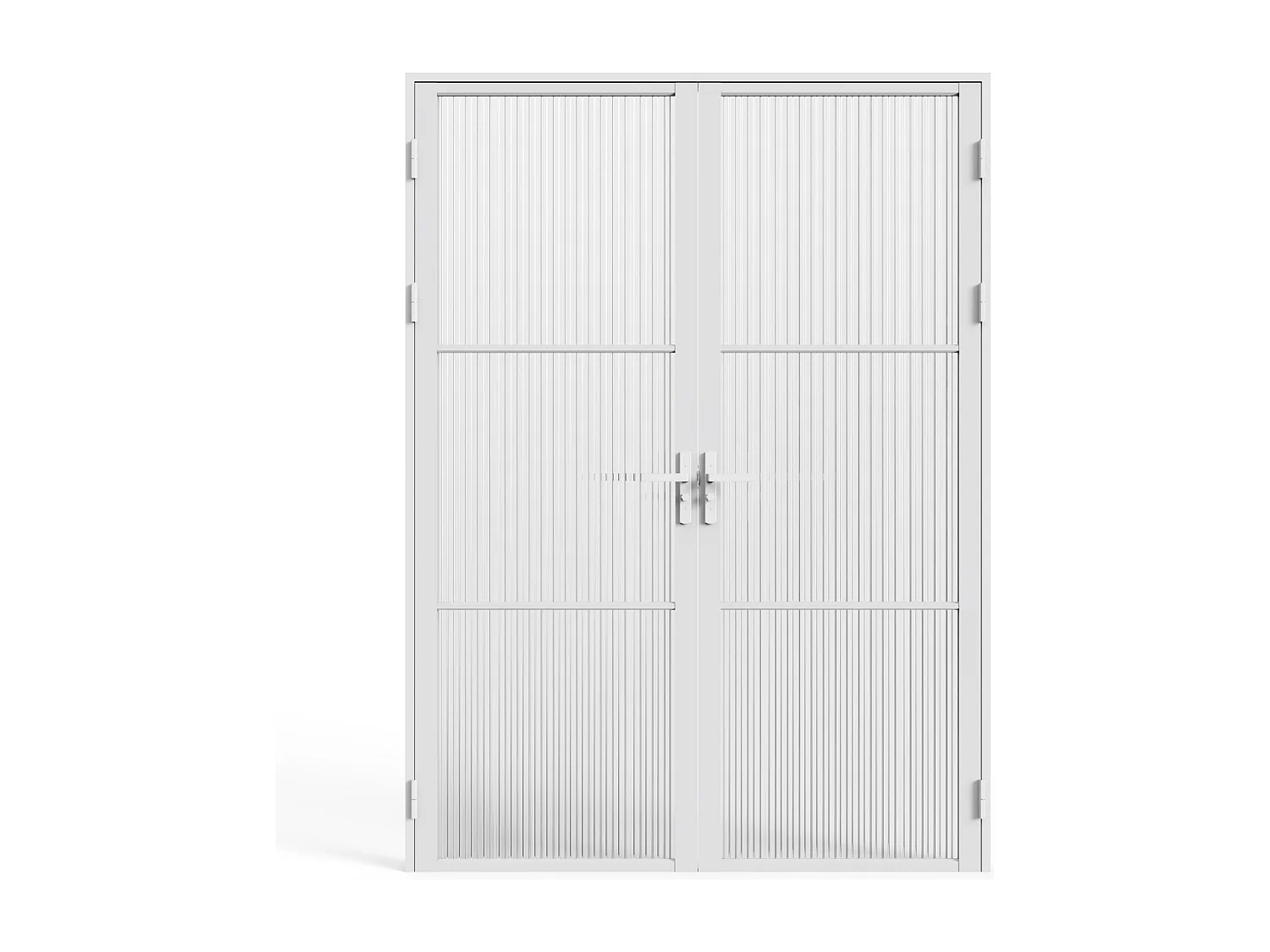 Bloc porte réversible à deux battants en aluminium et verre trempé texturé - 2 x H204 x L73 cm - Blanc - MASERU