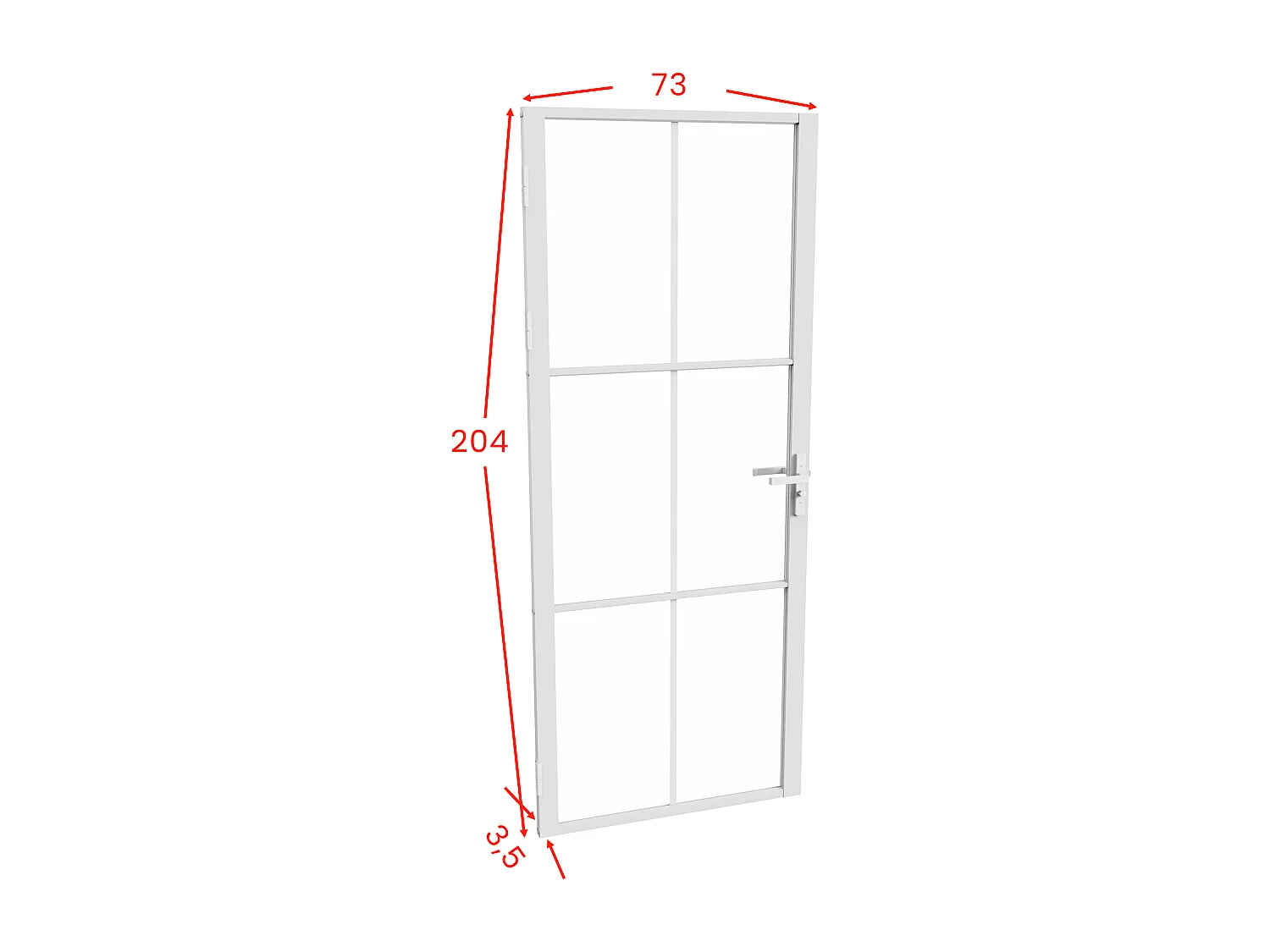 Bloc porte réversible en aluminium et verre trempé fumé - H204 x L73 cm - Blanc - SEROTO