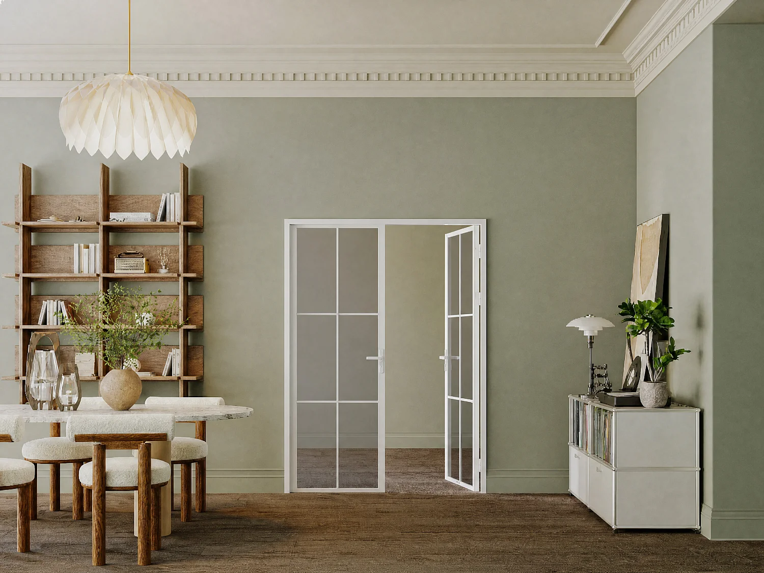 Bloc porte réversible à deux battants en aluminium et verre trempé fumé - 2 x H204 x L73 cm - Blanc - SEROTO