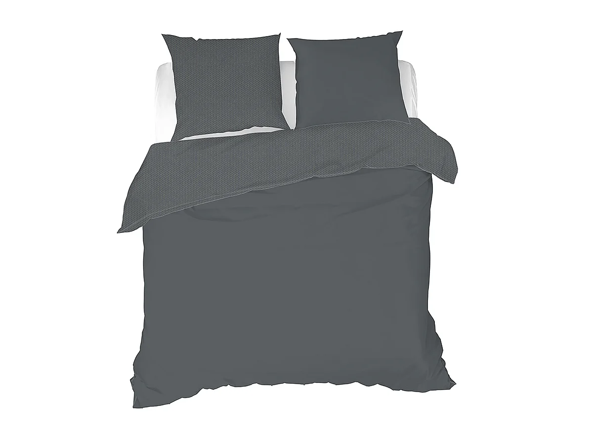 Parure de Lit 3 Pièces "Gypsy" 240x220cm Gris Foncé