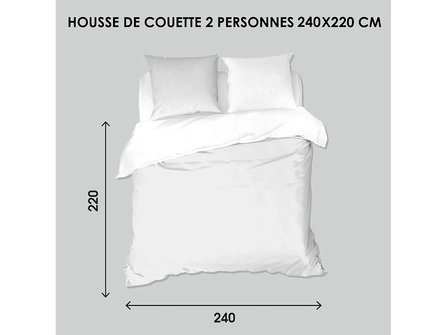 Parure de Lit 3 Pièces "Gypsy" 240x220cm Blanc