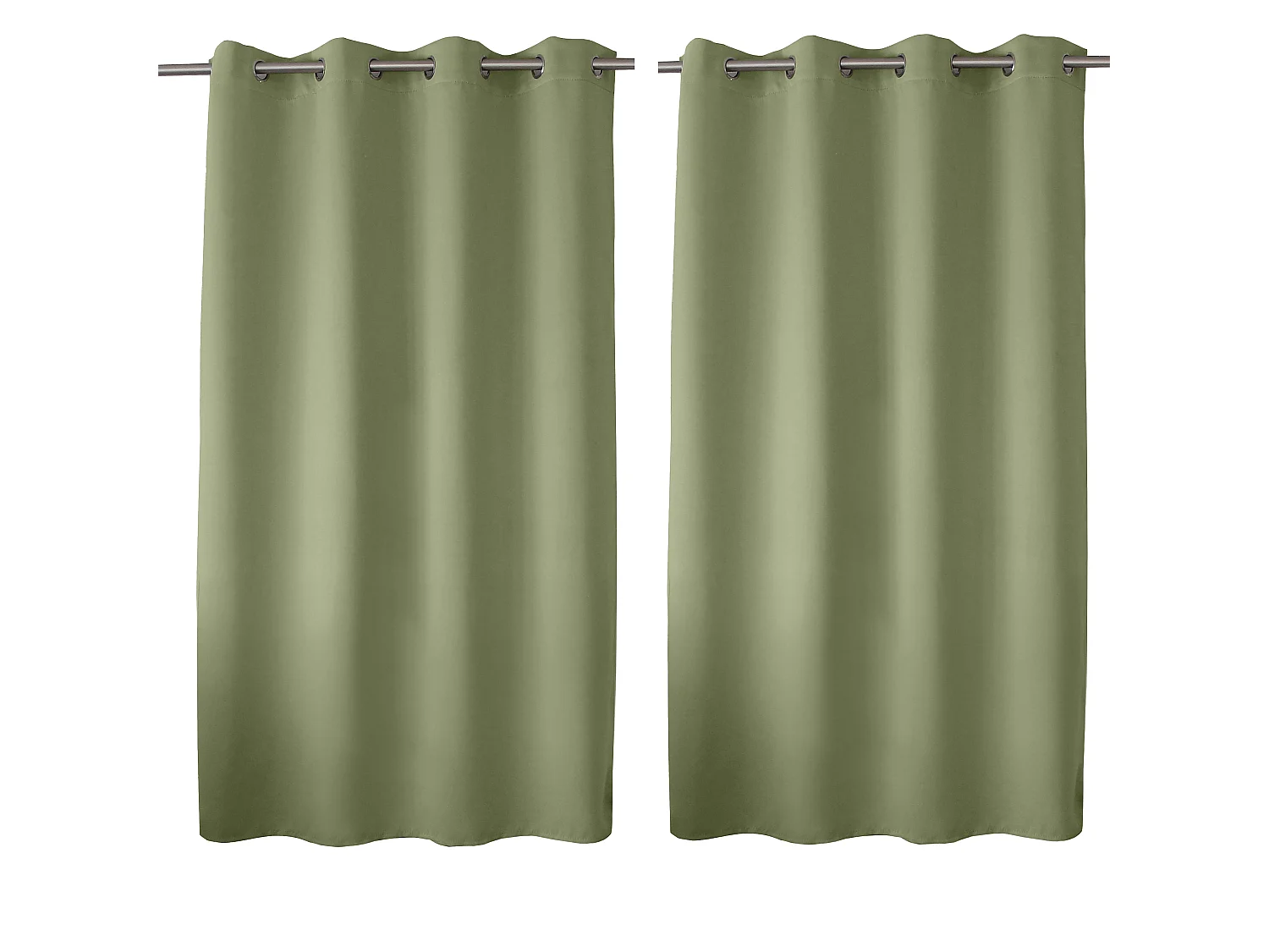 Rideaux Occultant avec Œillets, vert olive, 140x180cm, Lot de 2, Collection Réglisse, CMADECO - Vert