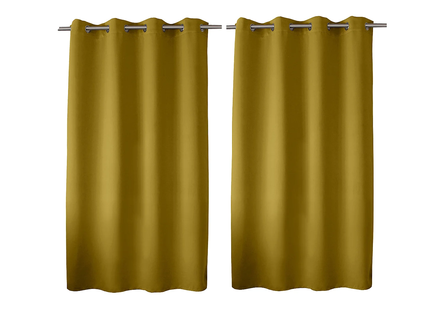 Rideaux Occultant avec Œillets, jaune bronze, 140x180cm, Lot de 2, Collection Réglisse, CMADECO - Jaune