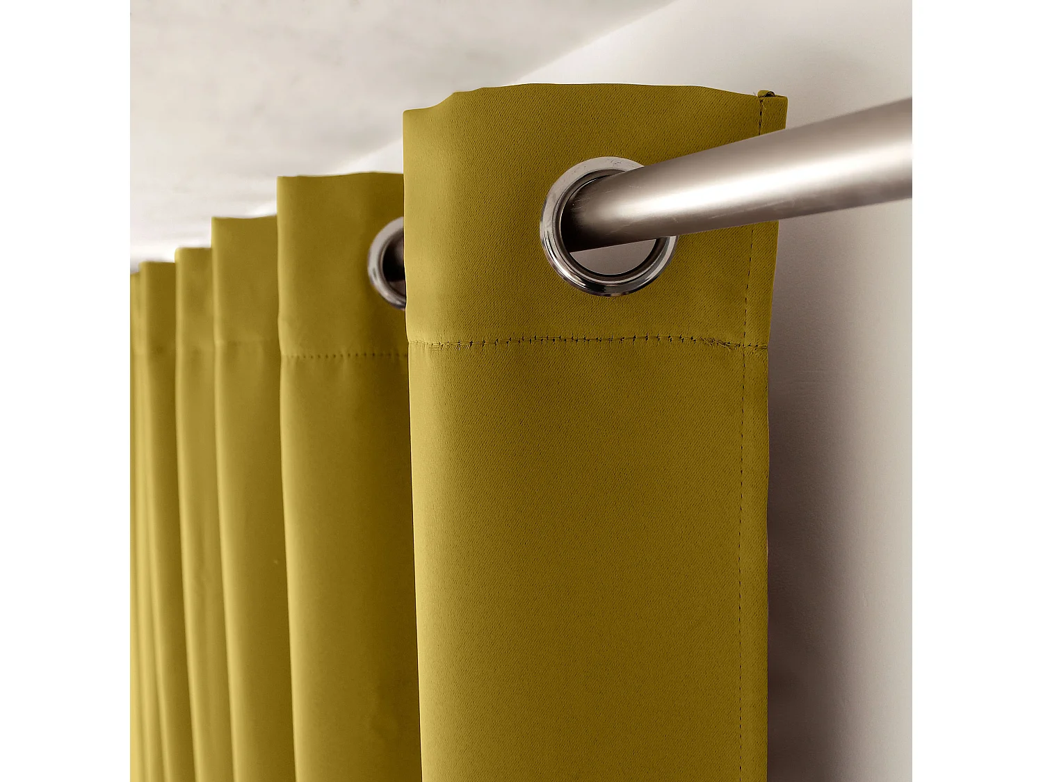 Rideaux Occultant avec Œillets, jaune bronze, 140x180cm, Lot de 2, Collection Réglisse, CMADECO - Jaune