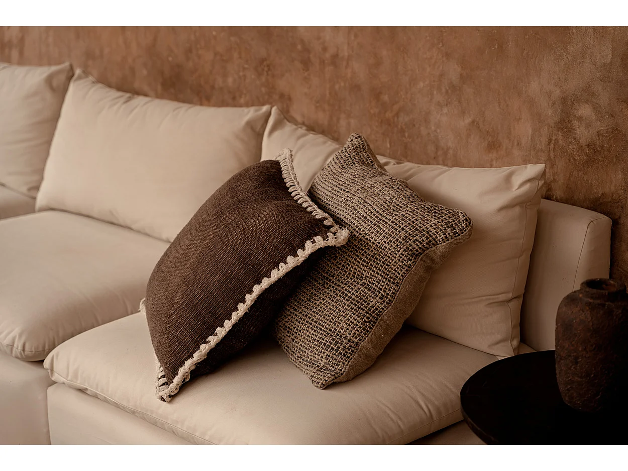 La Housse de Coussin Linen Grain - Noir Naturel