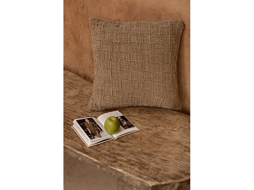 La Housse de Coussin Linen Damier - Naturel